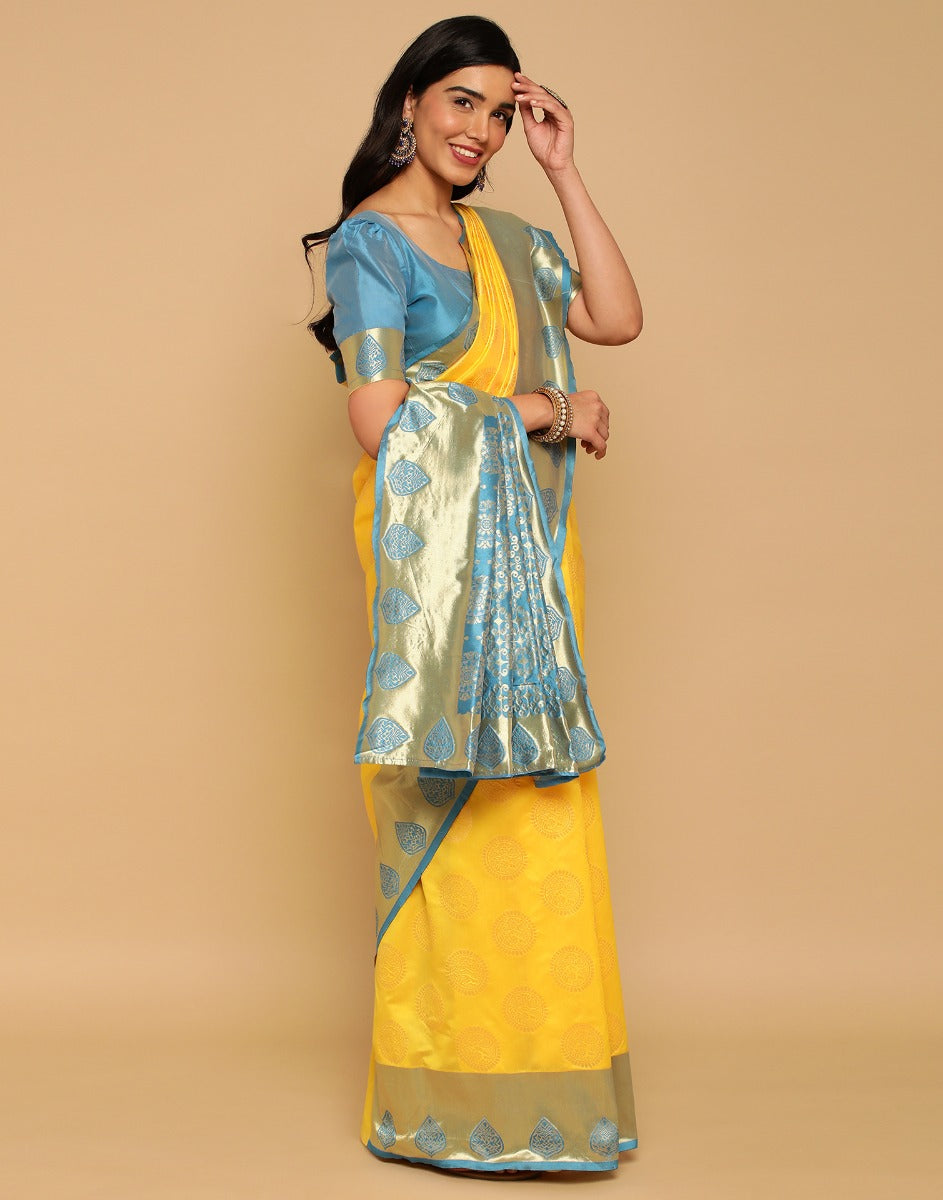 Yellow Banarasi Silk Saree | Sudathi