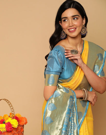 Yellow Banarasi Silk Saree | Sudathi