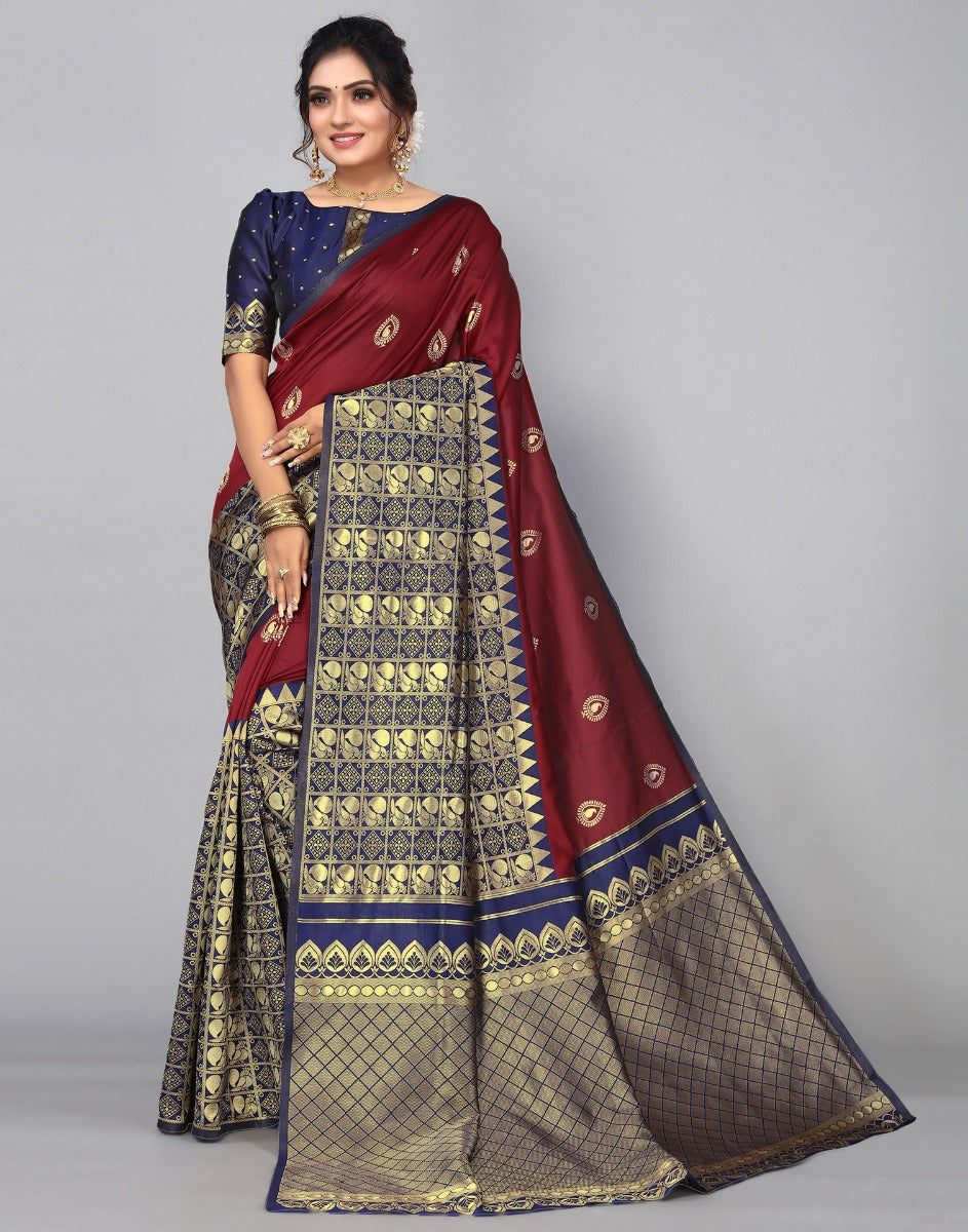 Maroon Kanjivaram Silk Saree | Leemboodi