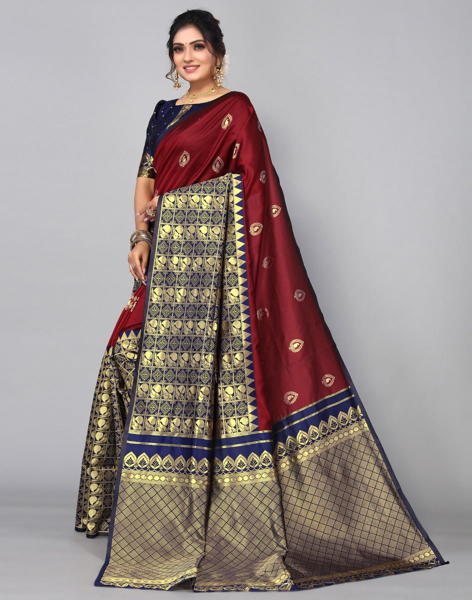 Maroon Kanjivaram Silk Saree | Leemboodi