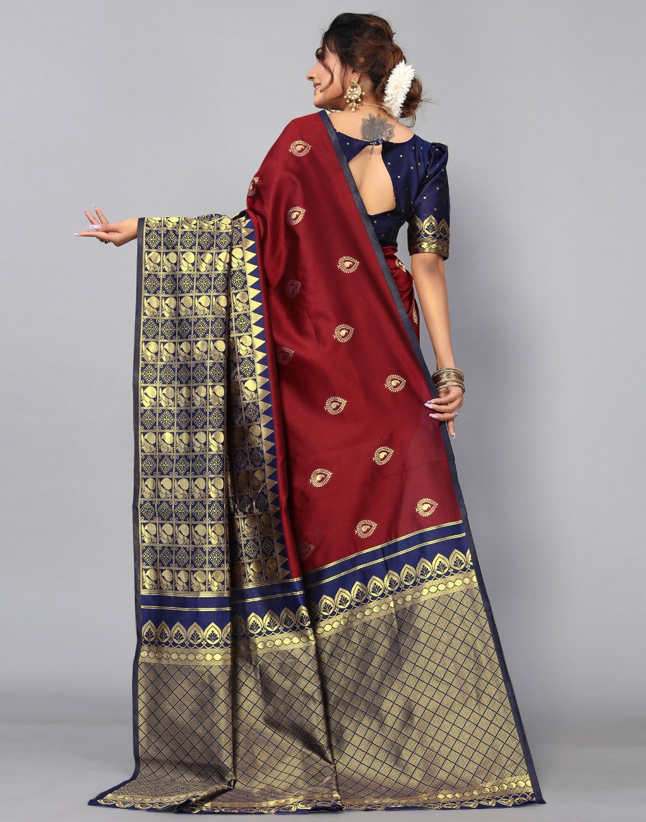 Maroon Kanjivaram Silk Saree | Leemboodi