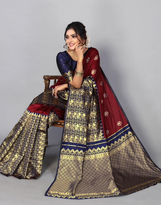 Maroon Kanjivaram Silk Saree | Leemboodi