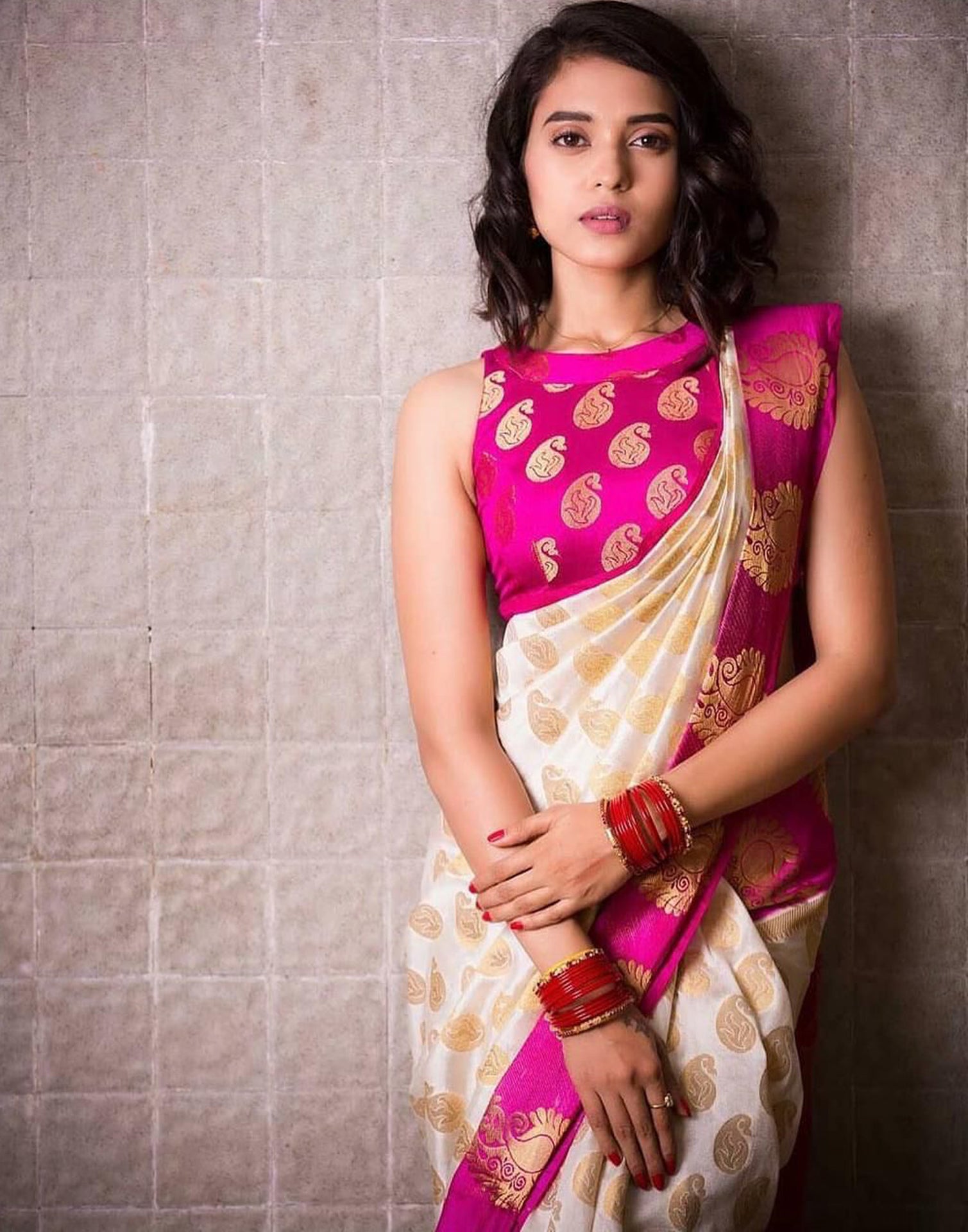 Cream Banarasi Silk Saree | Sudathi