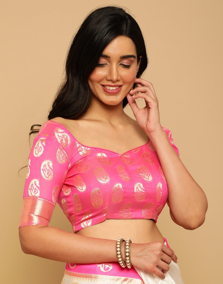 Cream Banarasi Silk Saree | Sudathi