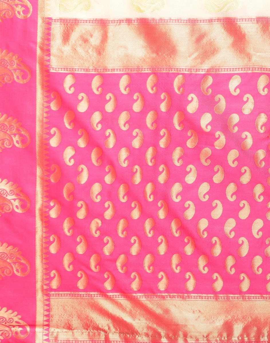 Cream Banarasi Silk Saree | Sudathi