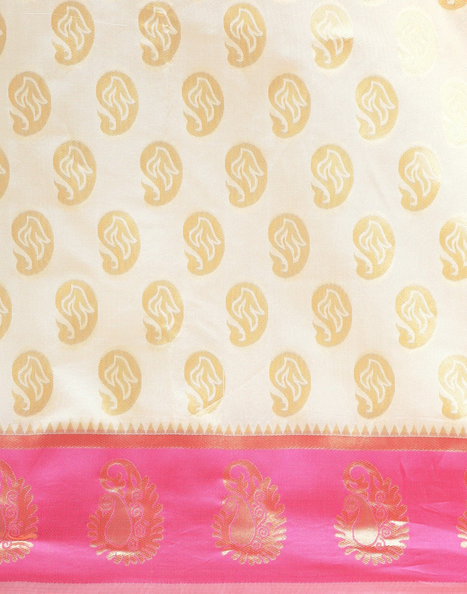 Cream Banarasi Silk Saree | Sudathi
