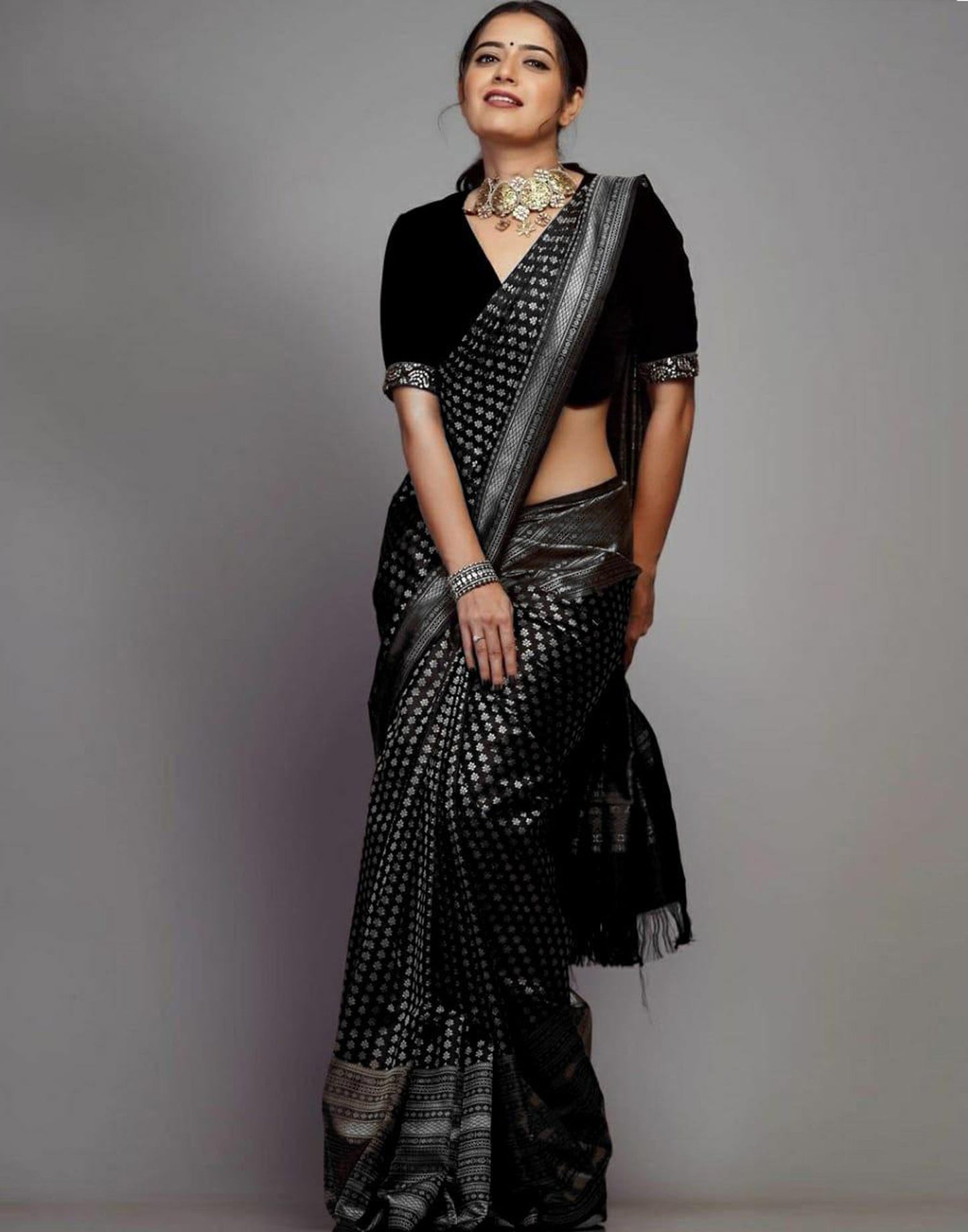 Black Banarasi Silk Saree | Sudathi