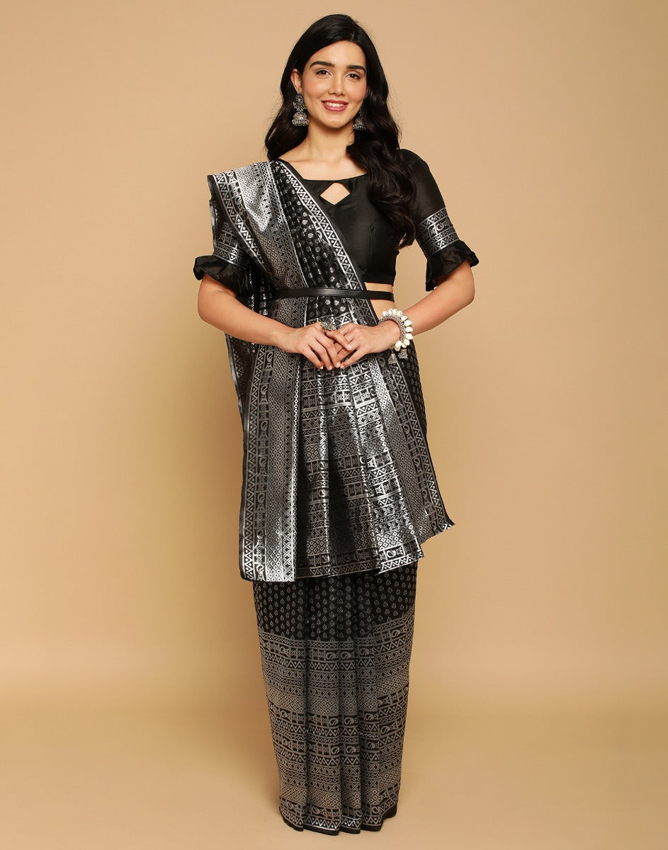 Black Banarasi Silk Saree | Sudathi