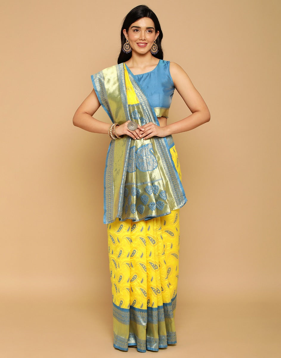 Yellow Kanjivaram Silk Saree | Sudathi