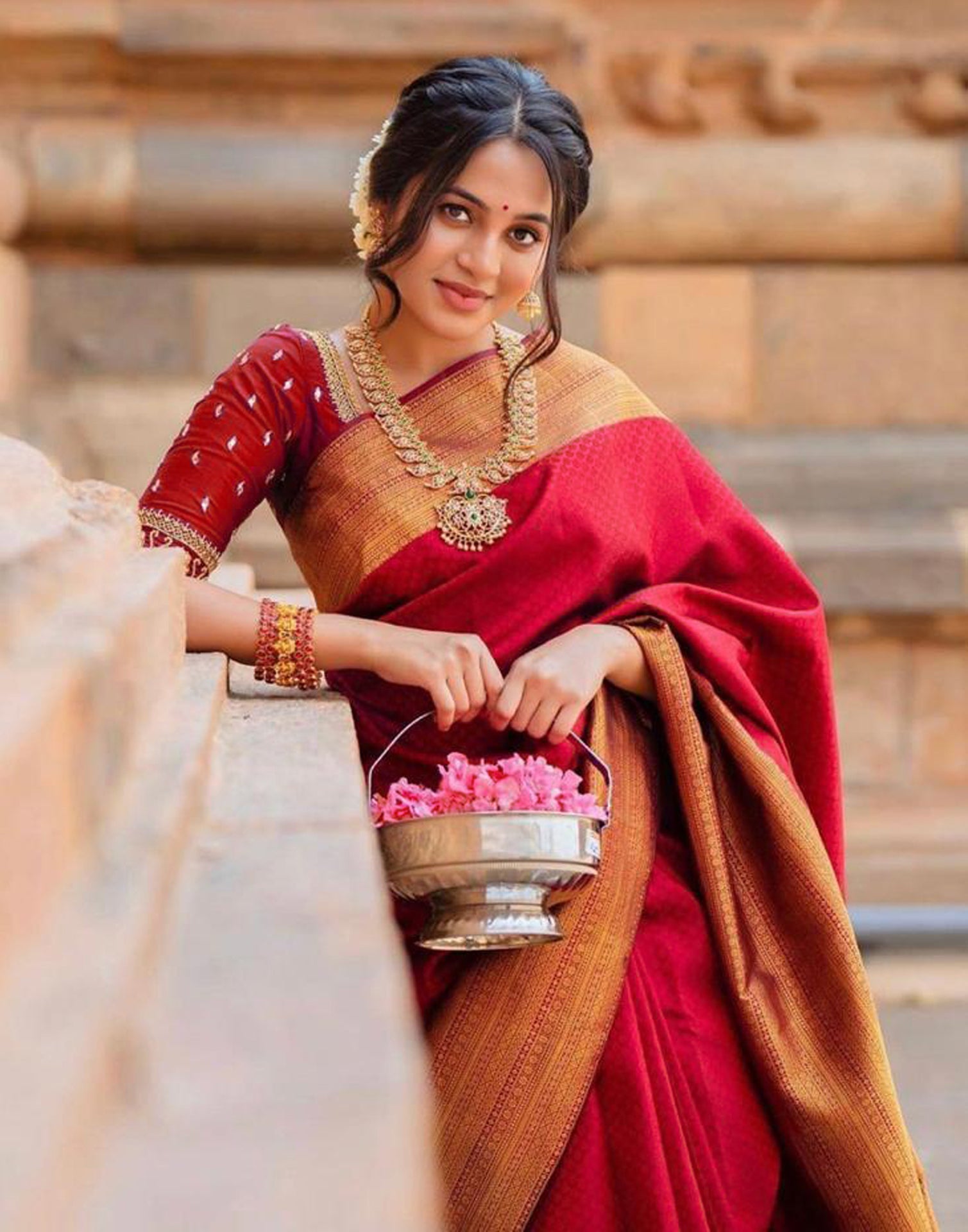 Red Silk Saree | Leemboodi