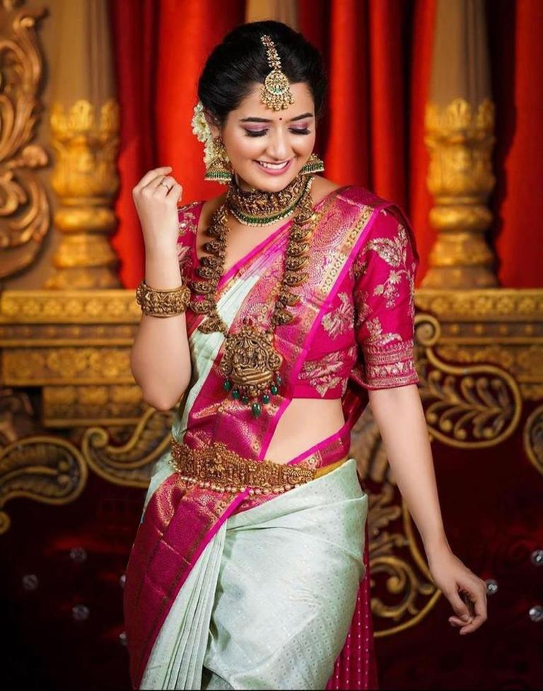 Pista Green Banarasi Silk Saree | Sudathi