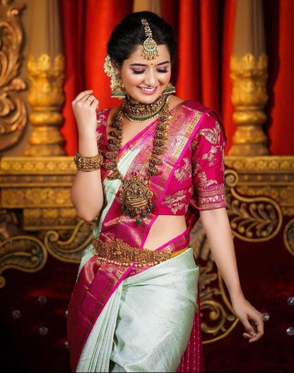 Pista Green Banarasi Silk Saree | Sudathi