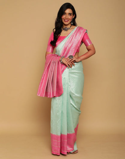 Pista Green Banarasi Silk Saree | Sudathi