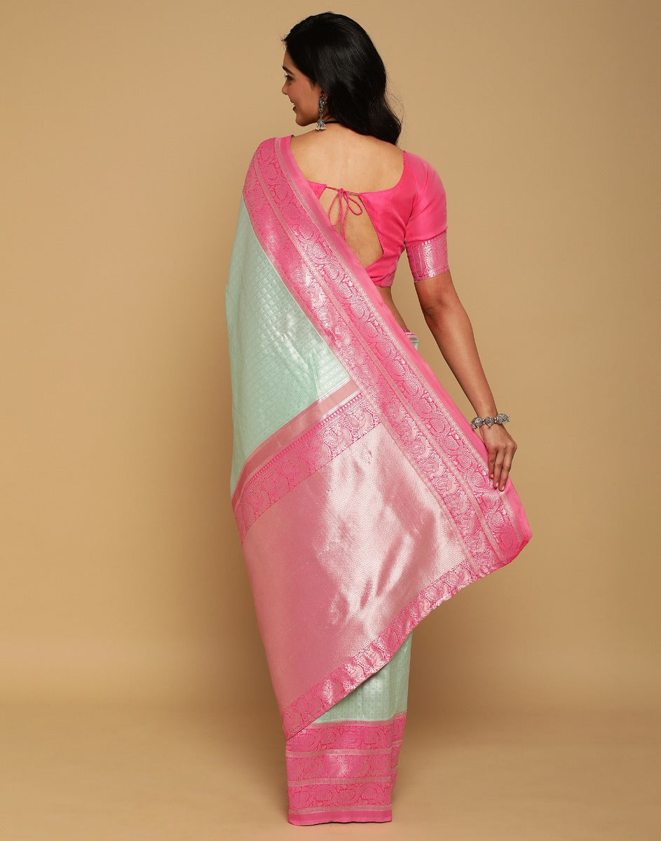 Pista Green Banarasi Silk Saree | Sudathi