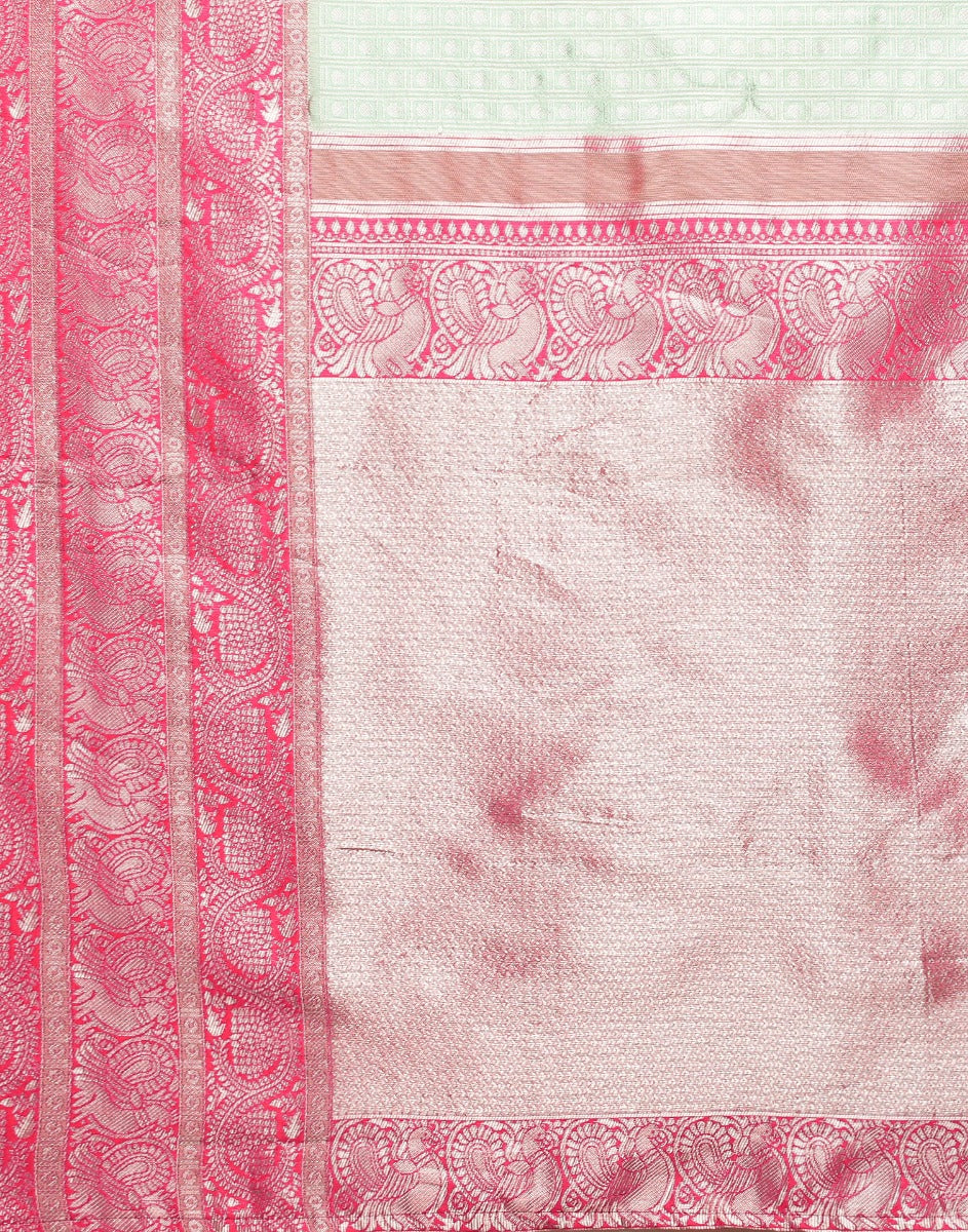 Pista Green Banarasi Silk Saree | Sudathi