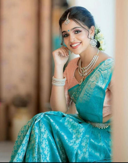 Light Blue Banarasi Silk Saree | Sudathi