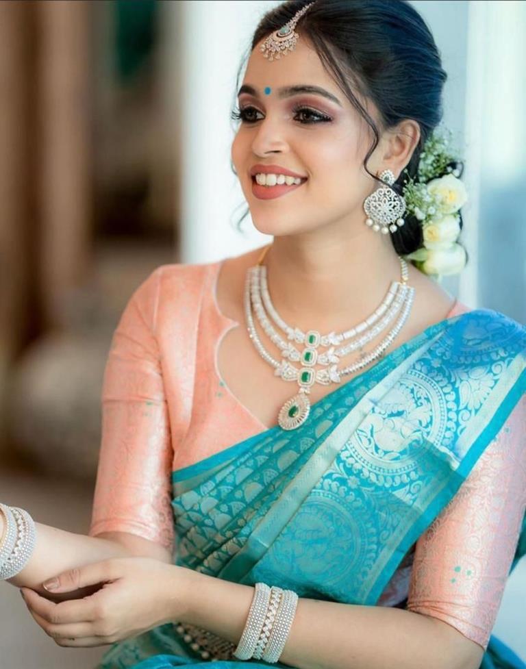 Light Blue Banarasi Silk Saree | Sudathi