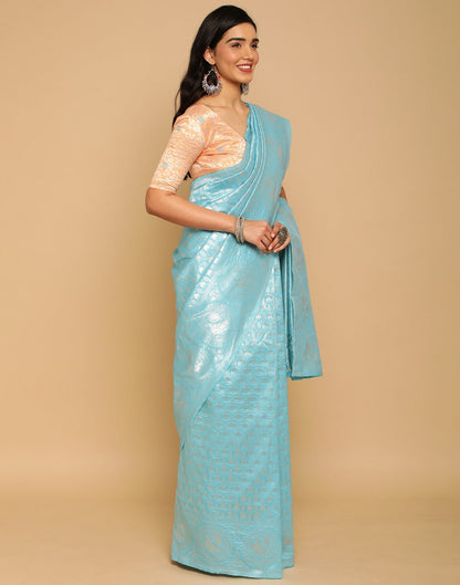 Light Blue Banarasi Silk Saree | Sudathi