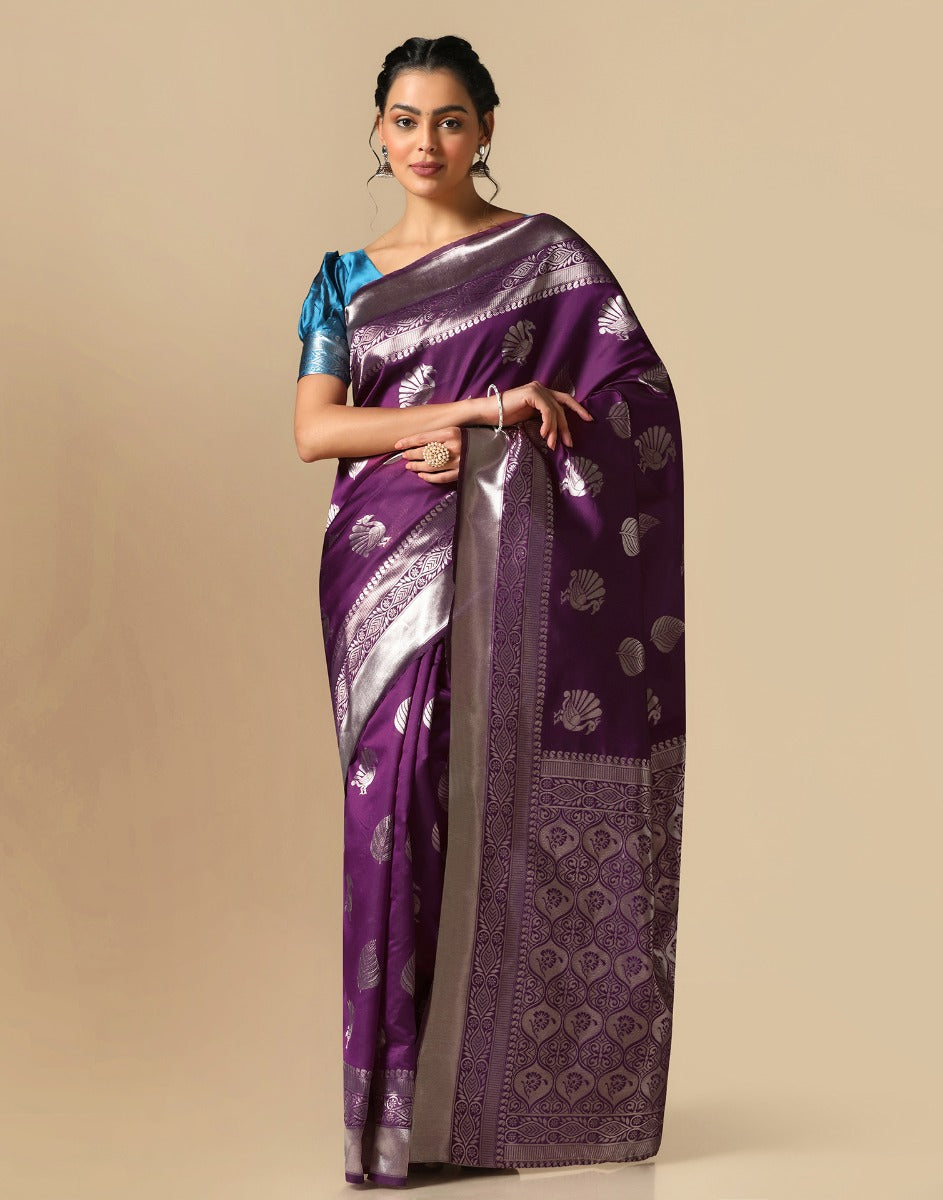 Purple Banarasi Silk Saree | Sudathi