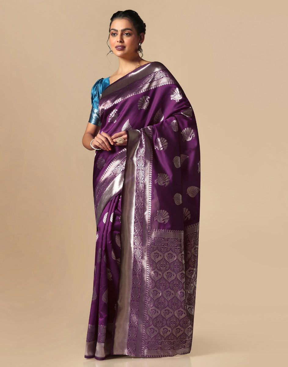 Purple Banarasi Silk Saree | Sudathi