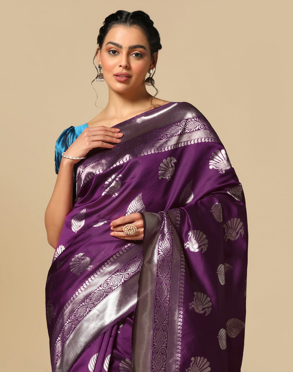 Purple Banarasi Silk Saree | Sudathi