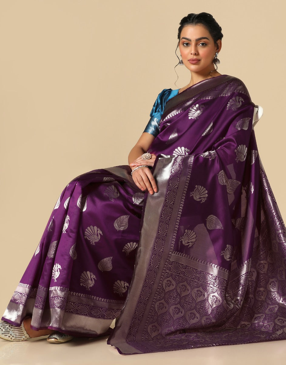 Purple Banarasi Silk Saree | Sudathi
