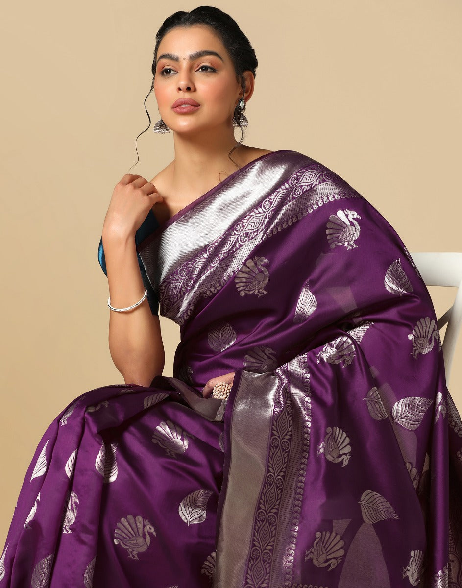 Purple Banarasi Silk Saree | Sudathi