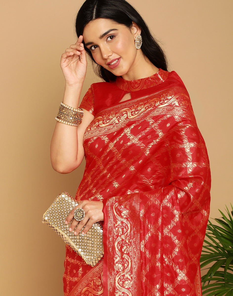 Red Banarasi Silk Saree | Sudathi