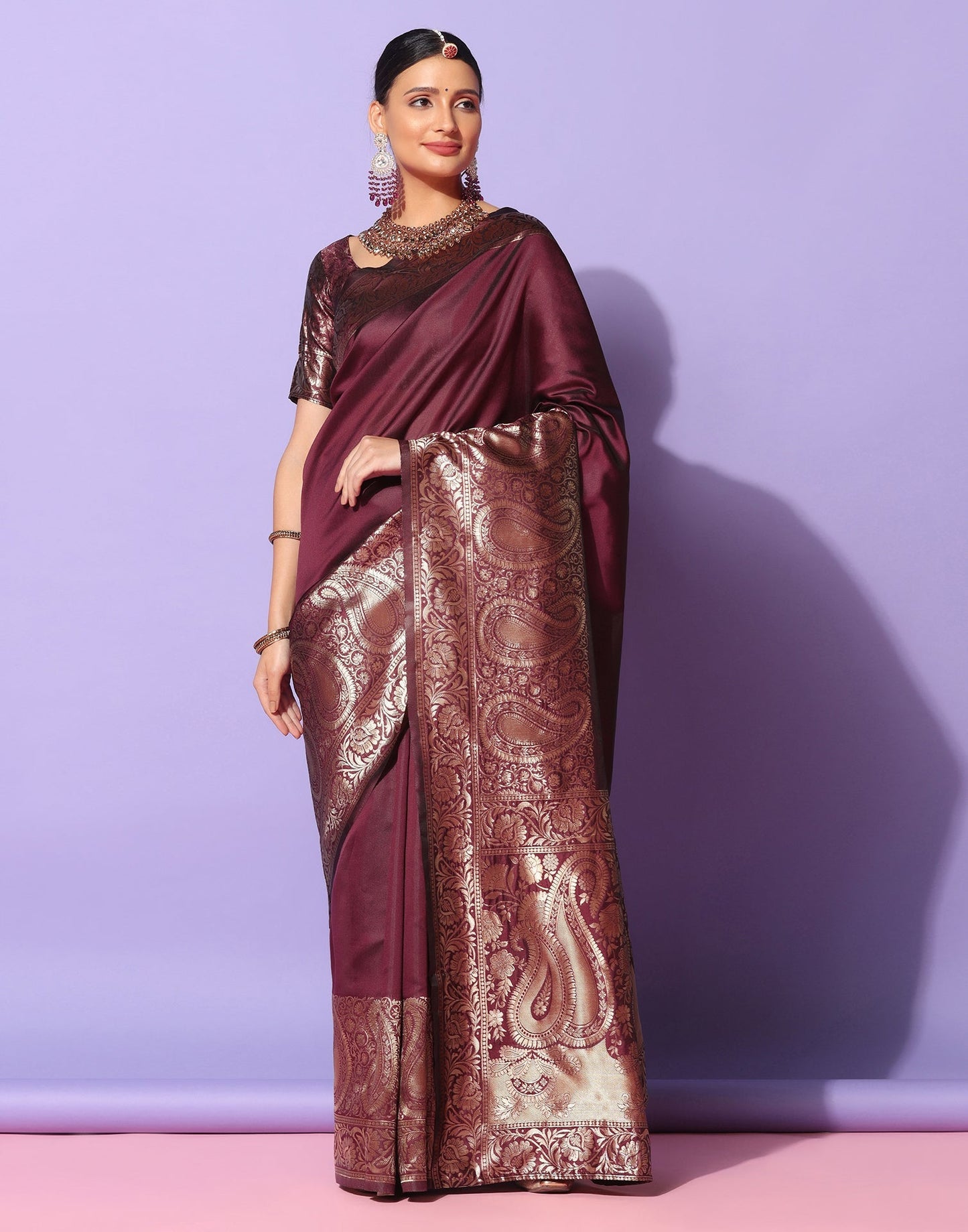 Brown Kanjivaram Silk Saree | Sudathi