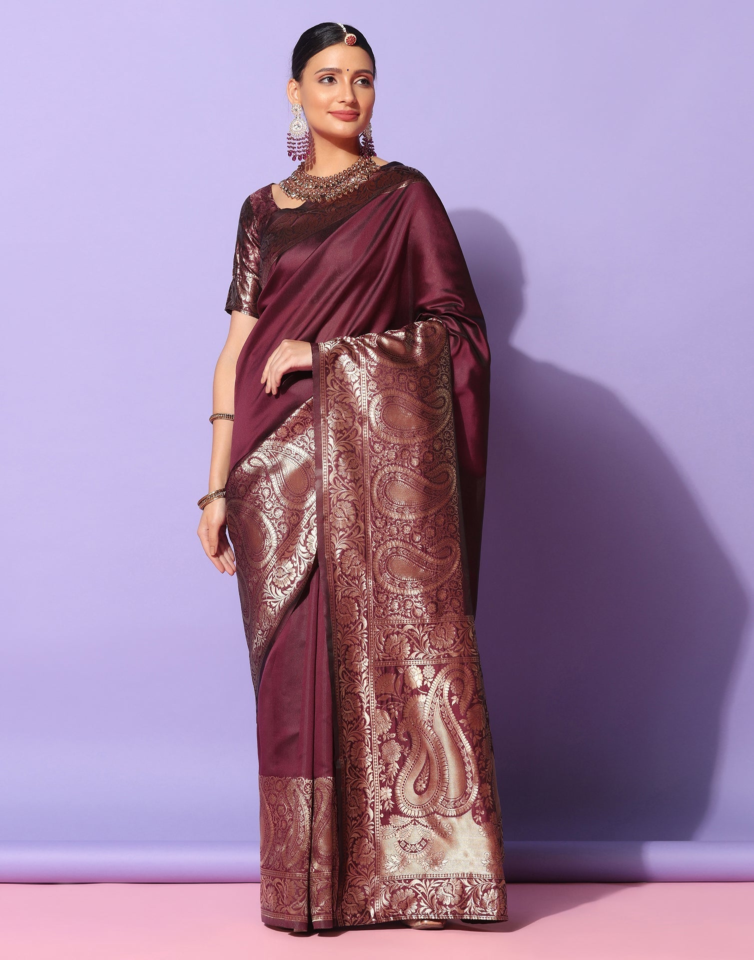 Brown Kanjivaram Silk Saree | Sudathi