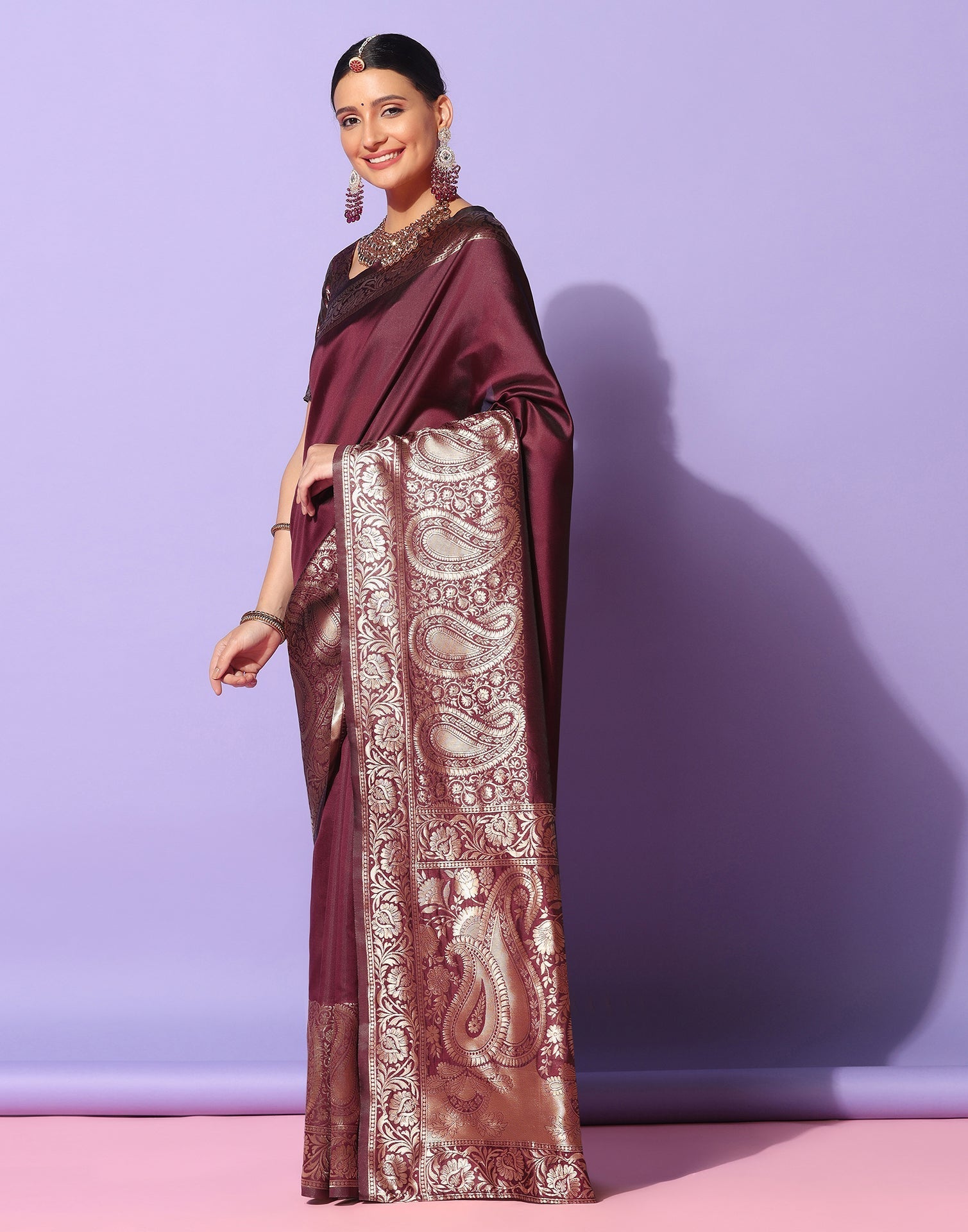 Brown Kanjivaram Silk Saree | Sudathi