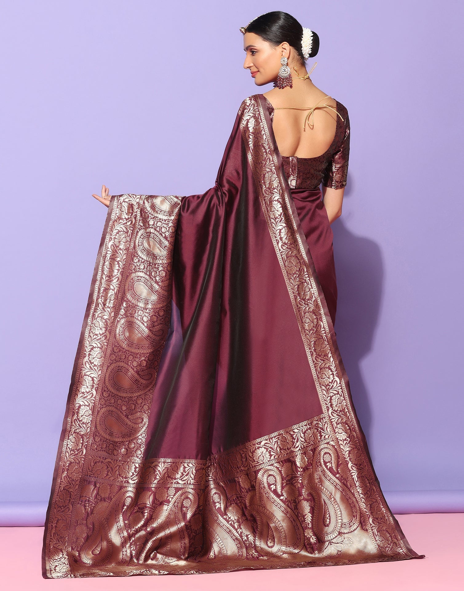 Brown Kanjivaram Silk Saree | Sudathi