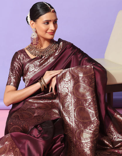 Brown Kanjivaram Silk Saree | Sudathi