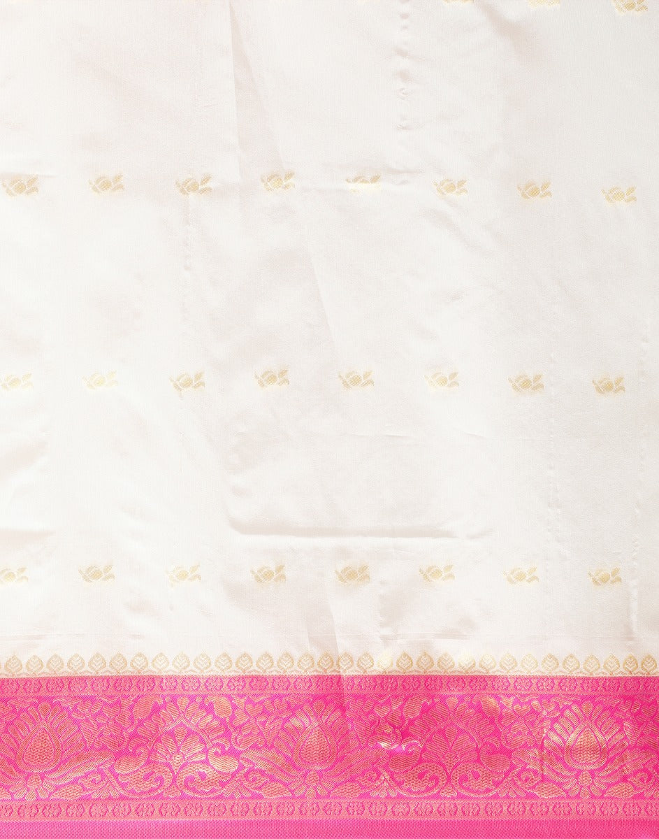 White Kanjivaram Silk Saree | Sudathi