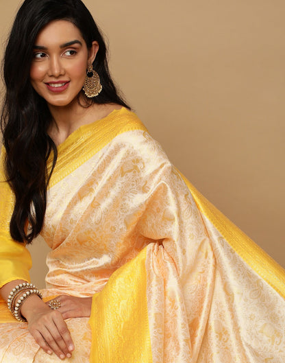 Cream Kanjivaram Silk Saree | Sudathi