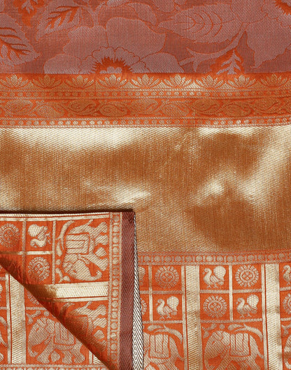 Rust Orange Banarasi Silk Saree | Sudathi