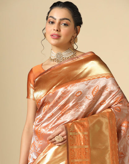 Rust Orange Banarasi Silk Saree | Sudathi