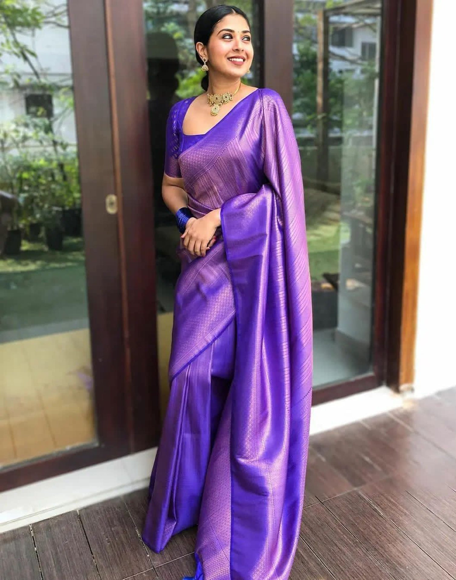 Violet Kanjivaram Silk Saree | Sudathi