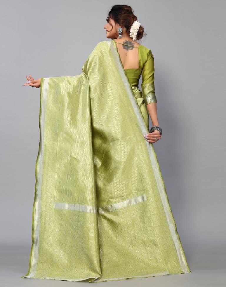 Lime Green Kanjivaram Silk Saree | Sudathi