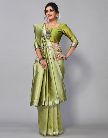 Lime Green Kanjivaram Silk Saree | Sudathi
