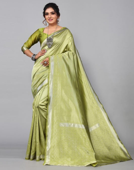 Lime Green Kanjivaram Silk Saree | Sudathi