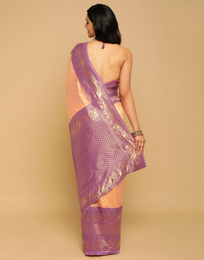 Peach Kanjivaram Silk Saree | Sudathi