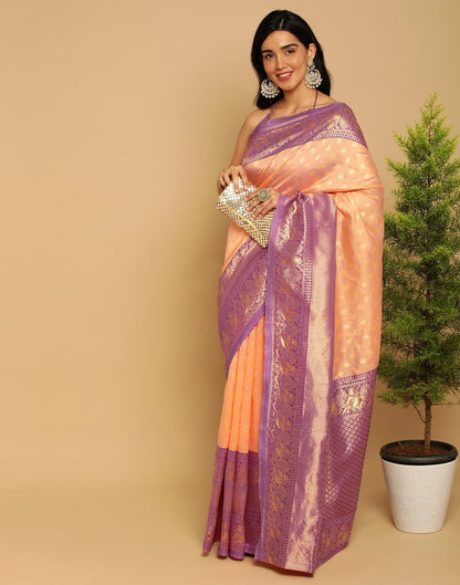 Peach Kanjivaram Silk Saree | Sudathi