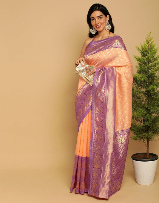 Peach Kanjivaram Silk Saree | Sudathi