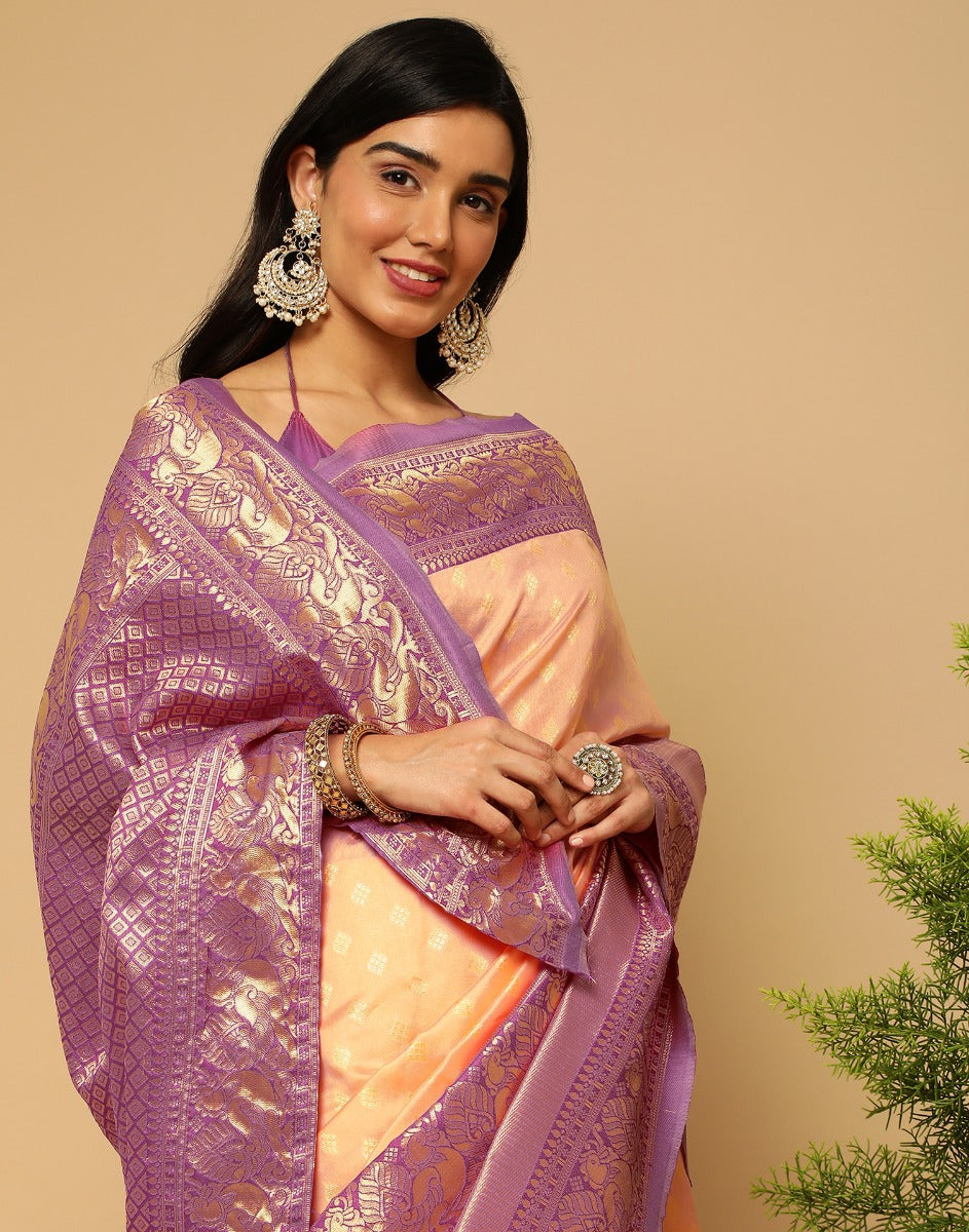 Peach Kanjivaram Silk Saree | Sudathi