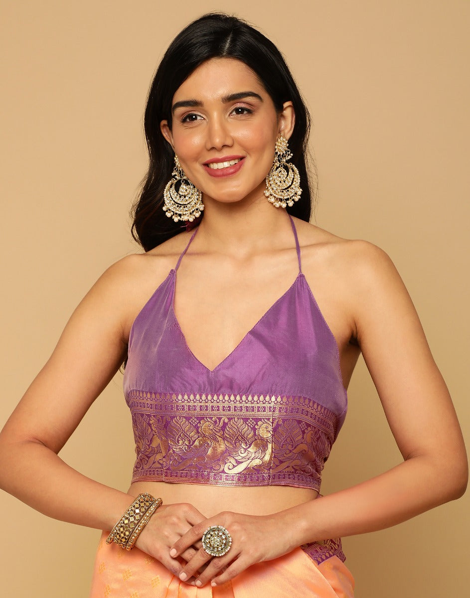 Peach Kanjivaram Silk Saree | Sudathi