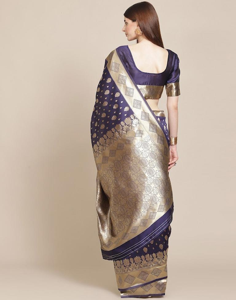 Navy Blue Weaving Silk Saree