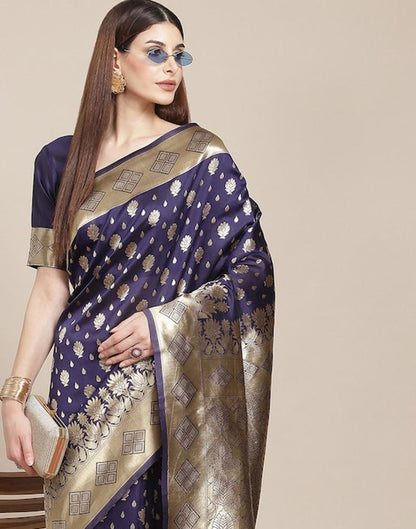 Navy Blue Weaving Silk Saree