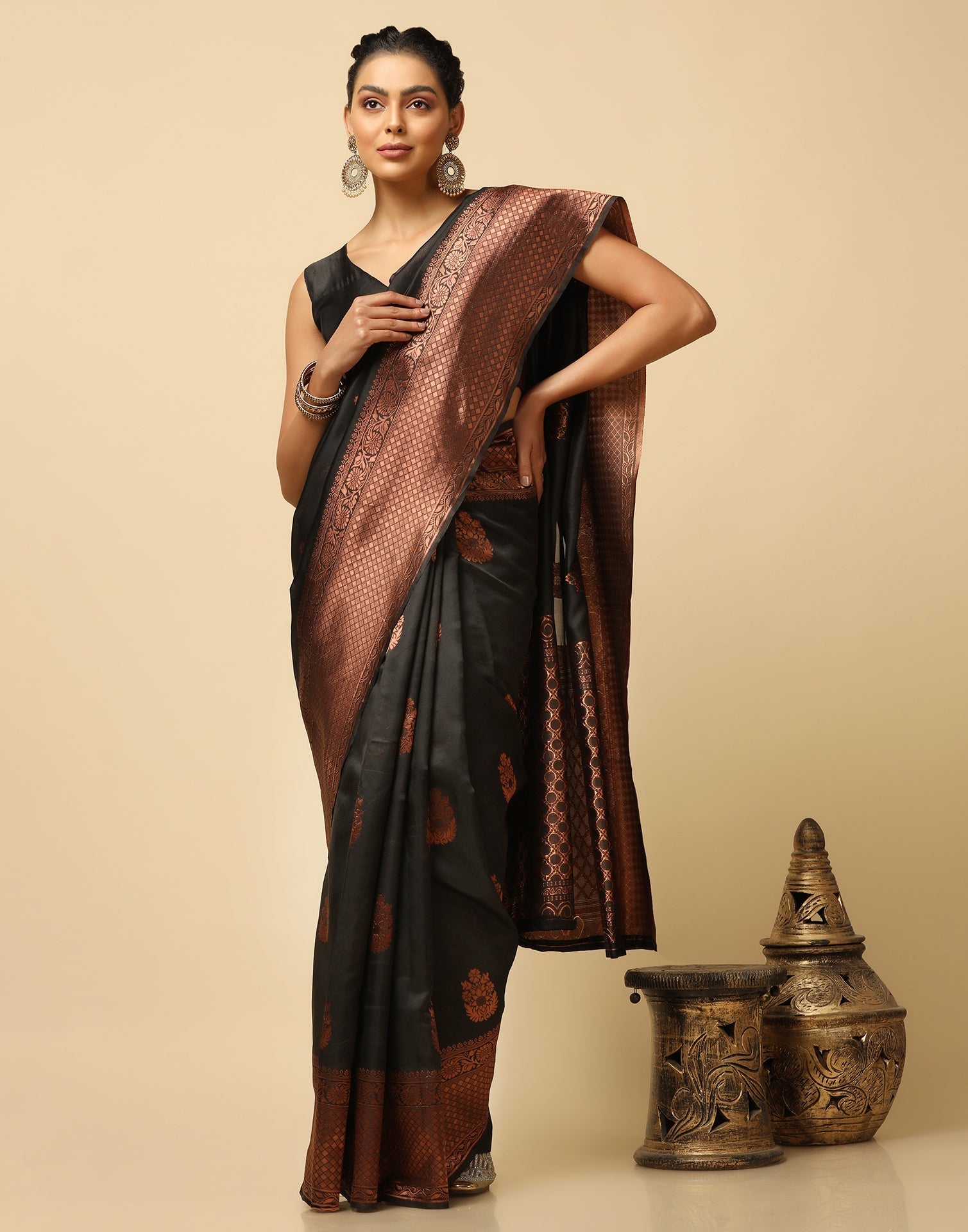 Black Banarasi Silk Saree | Sudathi