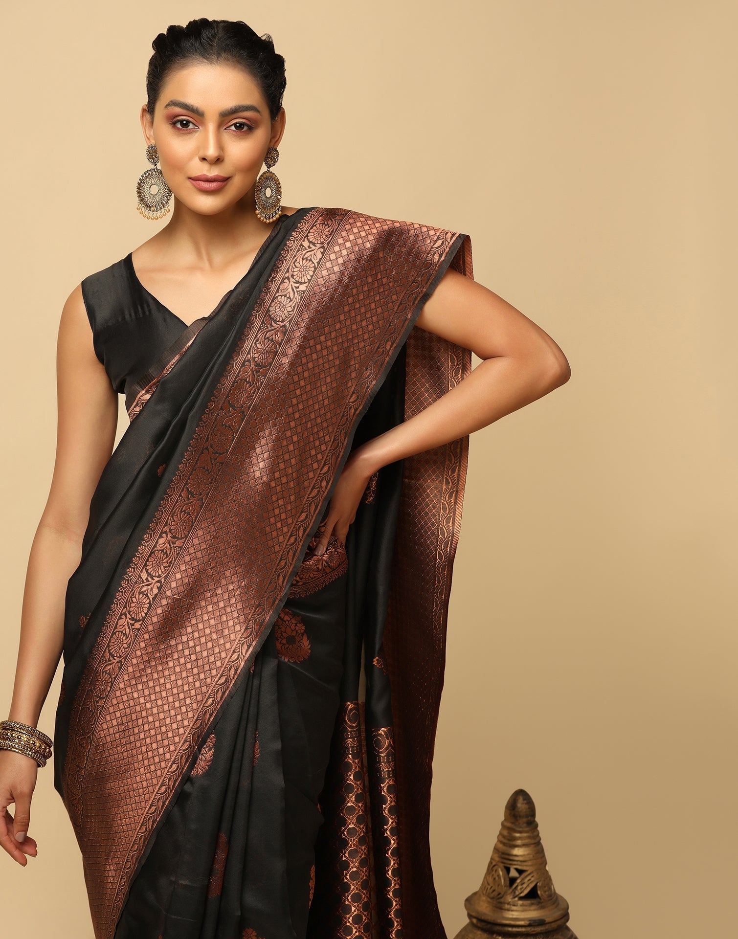 Black Banarasi Silk Saree | Sudathi